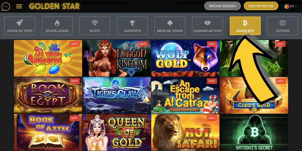 Os jogos de Bitcoin no Golden Star Casino