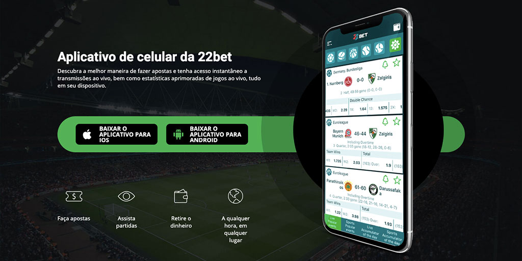 Casa de Apostas 22BET no Celular / App para Android & iOS